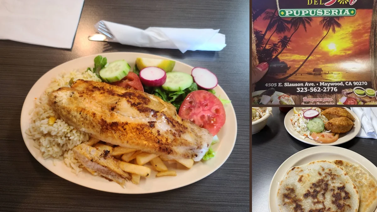 Salvadoran plates on a casual restaurant table.