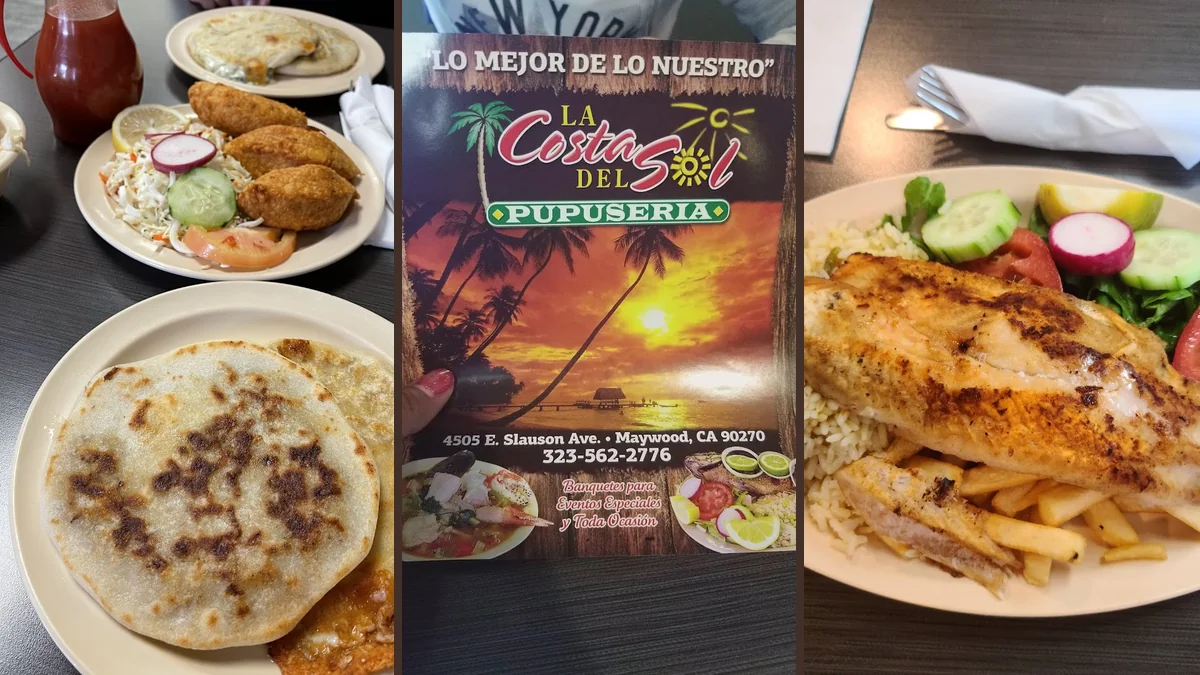 Salvadoran plates on a casual restaurant table.